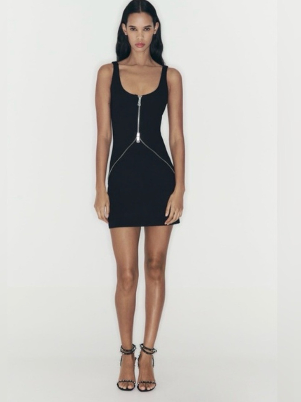 Zara New Zip Bodycon Mini Dress